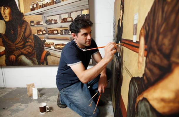 Gerard Tonti, Pittsburgh born artist painting with coffee and tea. Credit Gerard Tonti